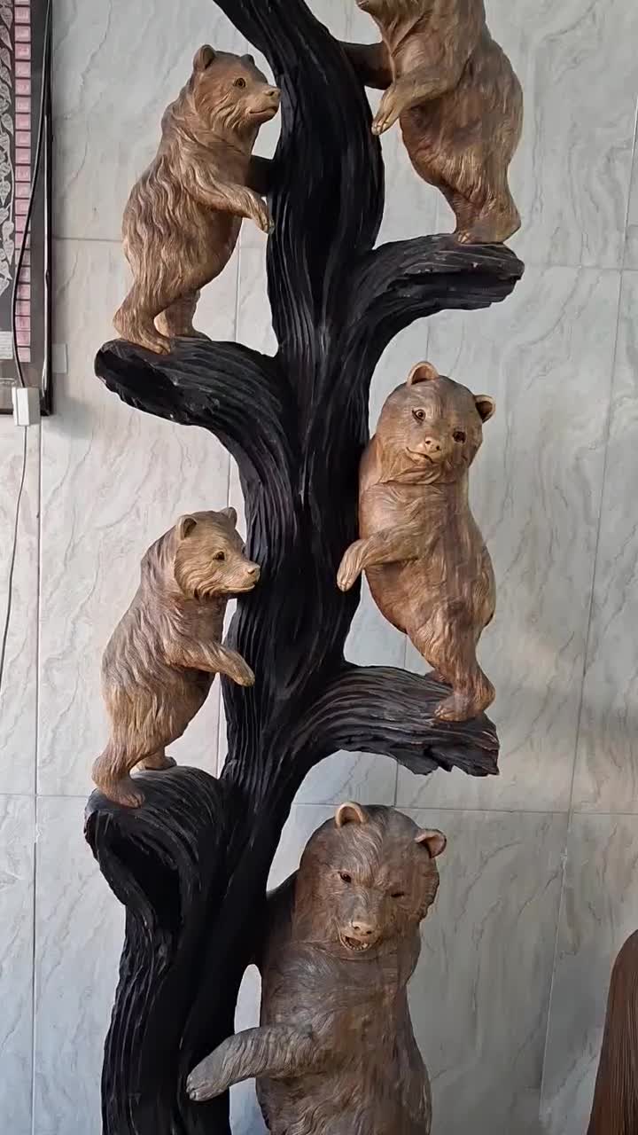 مجسمه خرسهای چوبی کلکسیونی کمیاب|مجسمه، تندیس، ماکت|قدس, شهر‌قدس|دیوار