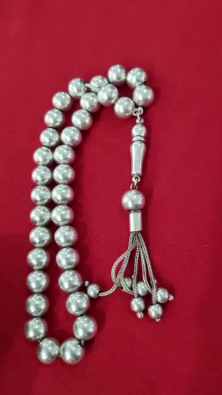 تسبیه تمام نقره ۹۲۵...۵۲ گرم|جواهرات|مشکیندشت, |دیوار