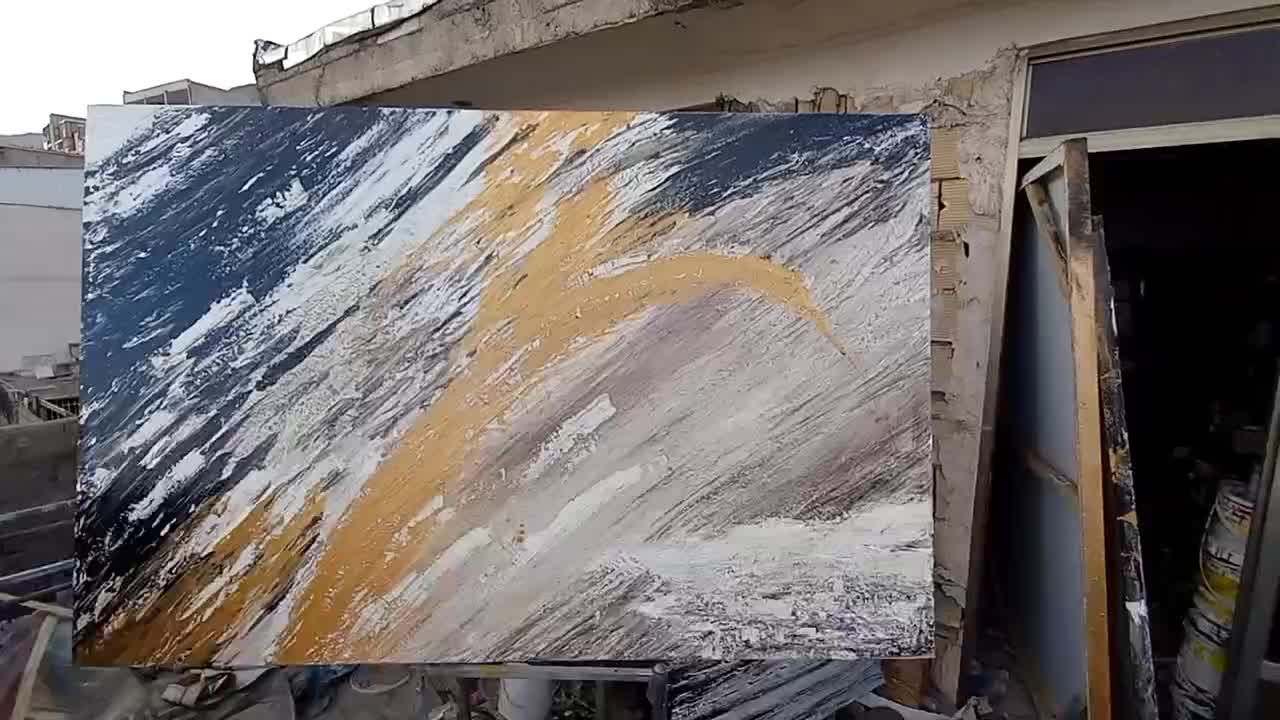 تابلو نقاشی ابستره طلایی کرم مینیمال دکوراتیو مدرن|تابلو، نقاشی، عکس|تهران, جنتآباد شمالی|دیوار