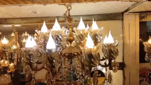 لوستر برنزی ۱۶ شعله با ضمانت کتبی|لوستر و چراغ آویز|تبریز, |دیوار