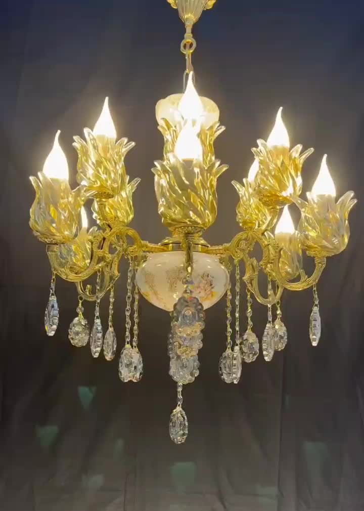 لوسترماهلین برنجی.سرامیکی/6+6/شعله برنجFby light77|لوستر و چراغ آویز|تهران, نعمتآباد|دیوار