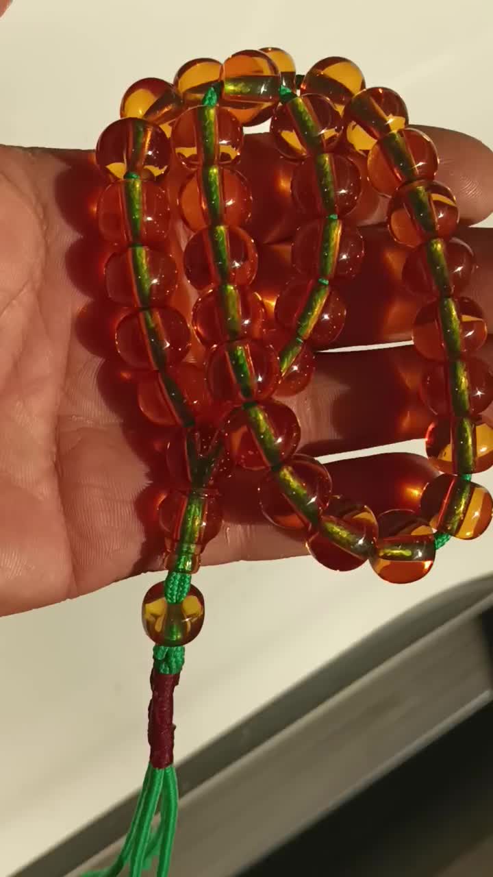 تسبیح سندلوس عسلی نباتی نخ نما خشک کلکسیونی|جواهرات|کرمانشاه, |دیوار