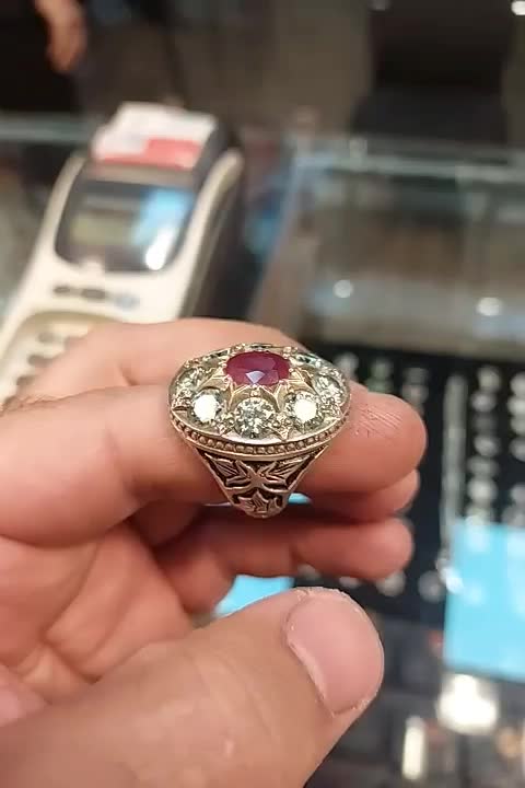 انگشتر یاقوت با دور نگین موزنایت|جواهرات|مشهد, شهید بهشتی|دیوار