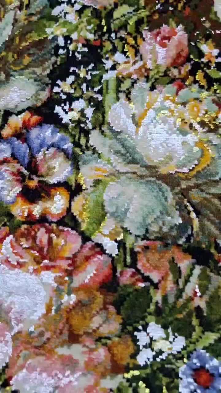 تابلوفرش گل و گلدان مجلسی|تابلو فرش|نائین, |دیوار