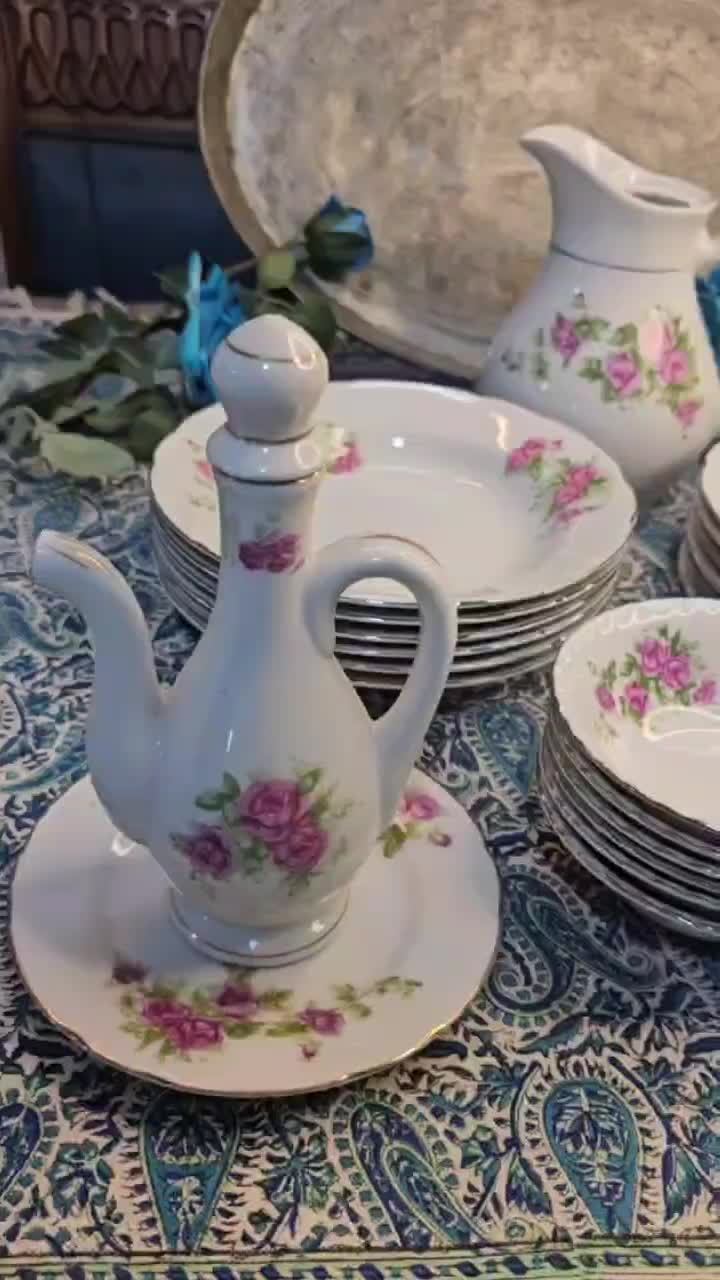 سرویس گلسرخی قدیمی ژاپن|ظروف سرو و پذیرایی|مشهد, آبکوه|دیوار