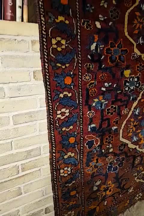 قالیچه قشقایی اصیل  بافت بهارلو حدود ۱۵۰ سال قدمت|فرش|شیراز, شاهچراغ|دیوار