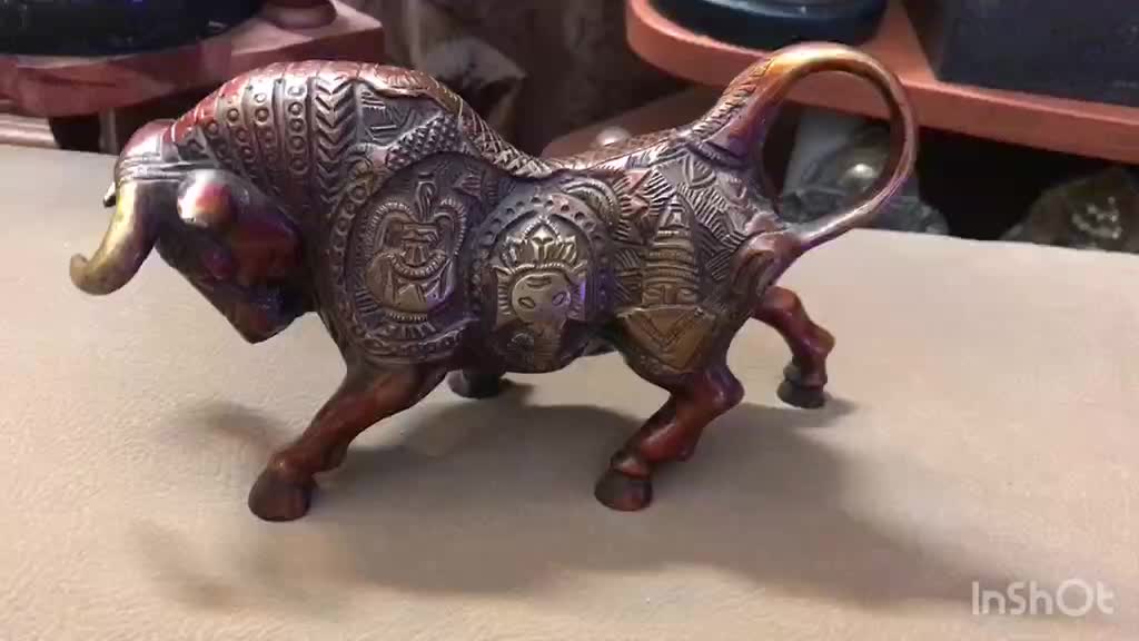 مجسمه برنزی گاو وال استریت آنتیک قدیمی پرنقش|مجسمه، تندیس، ماکت|تهران, مجیدیه|دیوار