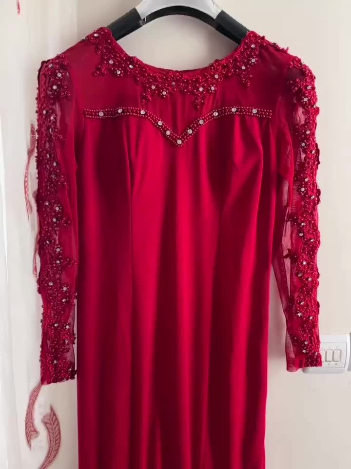 لباس مجلسی کار شده رنگ قرمز شامپاینی|لباس|قدس, شهرقدس|دیوار