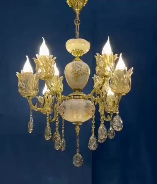 لوستراسکای ملودی8شعله برنج سرامیکی با سرپیچei87/۹۹|لوستر و چراغ آویز|تهران, نعمت‌آباد|دیوار