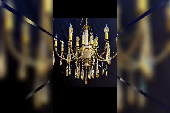 لوستر سنگی برنزی شش شاخه ۱۲ شعله|لوستر و چراغ آویز|نسیم‌شهر, |دیوار