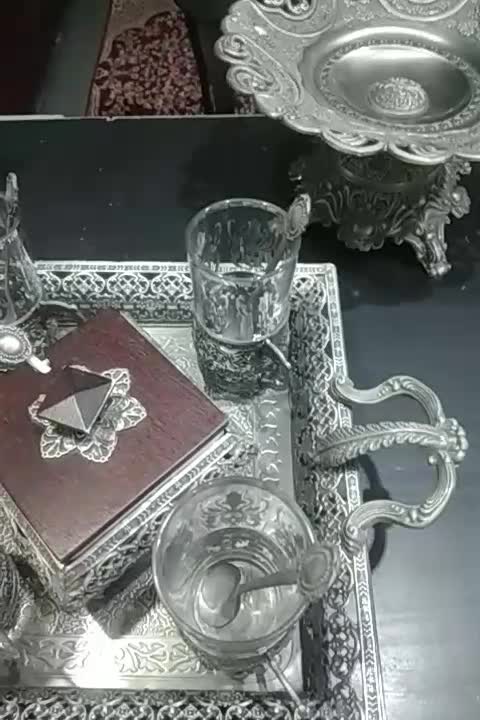 سرویس چای‌خوری کشکول و میوه خوری و آینه و شمعدان|صنایع دستی و سایر لوازم تزئینی|اصفهان, رزمندگان|دیوار
