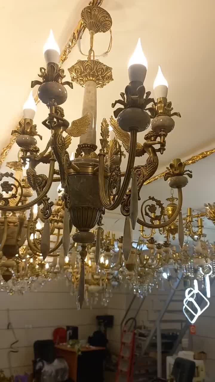 لوستر سنگی برنجی (برنز)|لوستر و چراغ آویز|قزوین, |دیوار