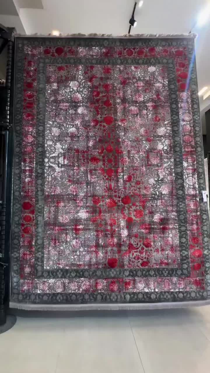 فرش نادیا با تم رنگی طوسی قرمز ۱۲و۹و۶ متری|فرش|قم, باجک دو|دیوار