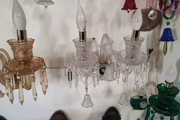 لوستردیوارکوب باکارات دوشاخه عسلی بلور کریستالی|لوستر و چراغ آویز|تهران, بهارستان|دیوار