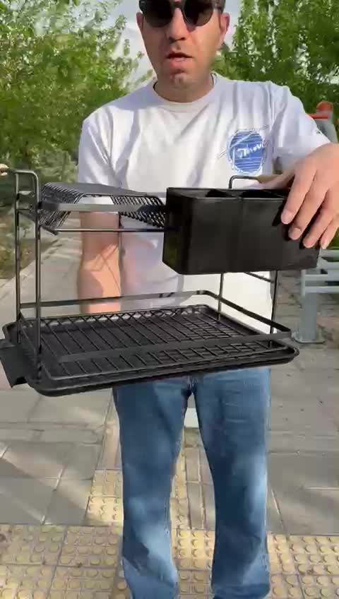 آبچکان دو طبقه فلزی جاظرفی|آب‌چکان و نظم‌دهنده ظروف|ری, حمزه‌آباد|دیوار