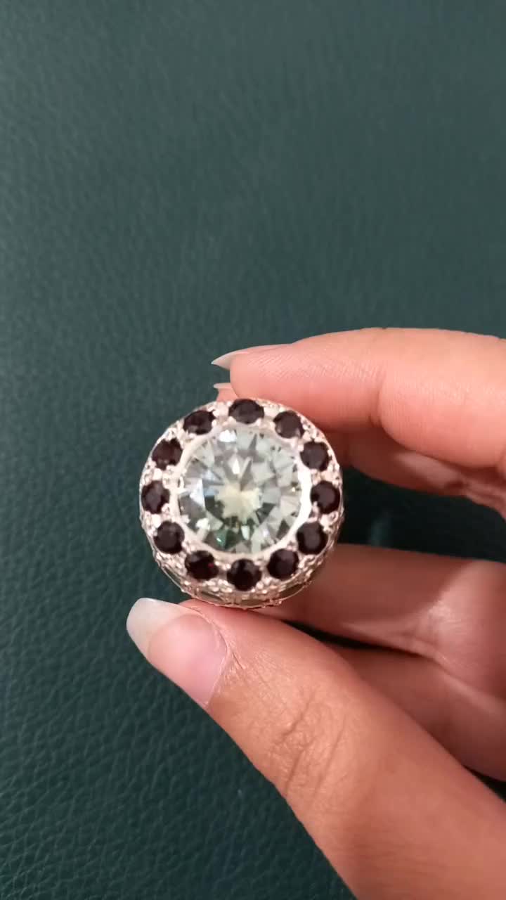 انگشتر نقره ککلکسیونی دستساز موزانایت+ سنگ طبیعی|جواهرات|تهران, بلوار کشاورز|دیوار