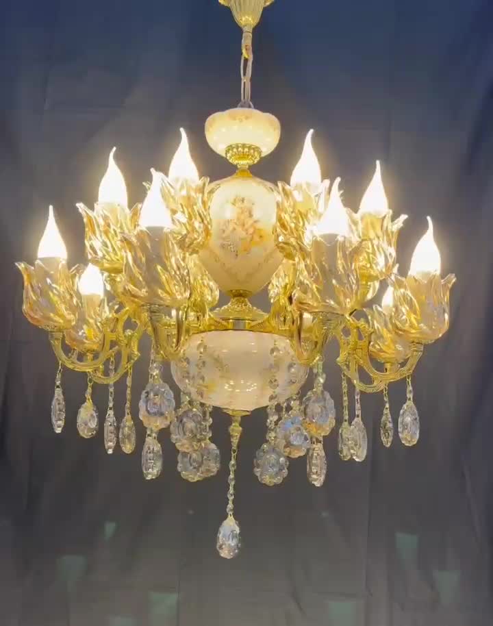 لوسترماهلین برنجی.سرامیکی/8+8/شعله برنجKby light66|لوستر و چراغ آویز|تهران, نعمتآباد|دیوار