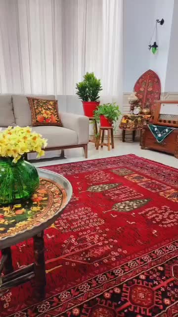فرش نقشه سرو با رنگ زمینه لاکی  ۱۲و۹و۶ متری|فرش|قم, باجک دو|دیوار