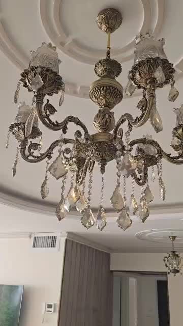 یک جفت لوستر ۱۲ و ۶ شاخه برنج اصل|لوستر و چراغ آویز|تهران, امیرآباد|دیوار