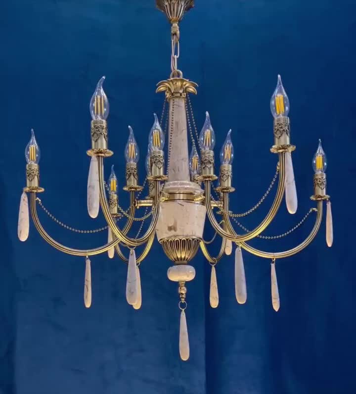 لوسترونیز رایان سنگی برنج/10/شعله جدید HK loty.234|لوستر و چراغ آویز|تهران, نعمتآباد|دیوار