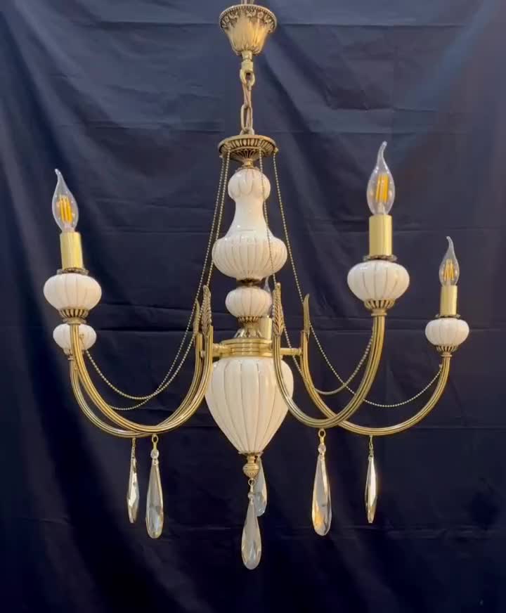 لوسترستون خطی راه راه۵شاخه کلاسیک برنج سرپیچ e13|لوستر و چراغ آویز|تهران, نعمت‌آباد|دیوار