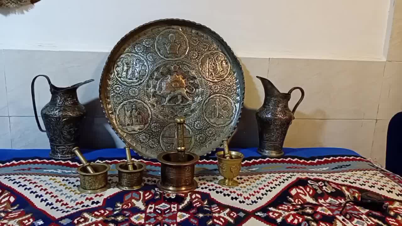 ظروف مسی وبرنجی قدیمی|کلکسیون اشیاء عتیقه|اردبیل, |دیوار