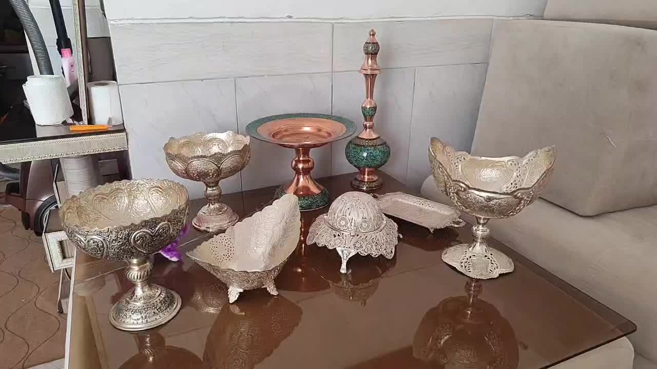 میوه آجیل شکلات خوری قلمزنی برنجی جهیزیه مسی ملیله|صنایع دستی و سایر لوازم تزئینی|تهران, زعفرانیه|دیوار