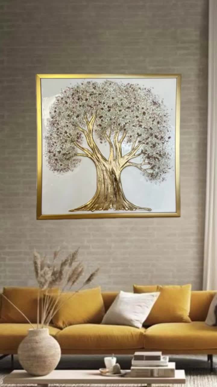 تابلو دکوراتیو تماما برجسته و زمینه رزین طرح درخت|تابلو، نقاشی، عکس|فردیس, خیام غربی|دیوار