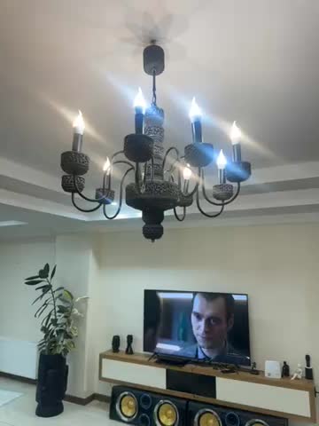 لوستر ۹ شعله سنگی همراه لامپ|لوستر و چراغ آویز|ساری, |دیوار