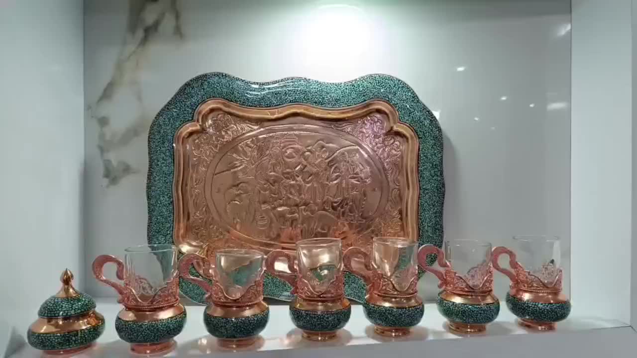 سینی سینی و گالش فیروزه کوبی وقلمکاری|صنایع دستی و سایر لوازم تزئینی|شهرکرد, |دیوار