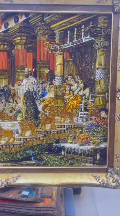 فرش دستباف (بساک)تابلو ملک سلیمان ۱۸۰ در ۱۲۰|فرش|مشکین‌دشت, |دیوار