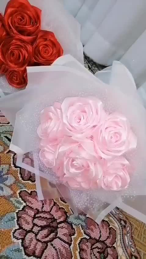 دسته گل های روبانی هفت شاخه ای|گل مصنوعی|برازجان, |دیوار