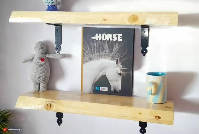 شلف چوبی روستیک. جفت|کتابخانه، شلف، قفسههای دیواری|کرمان, |دیوار