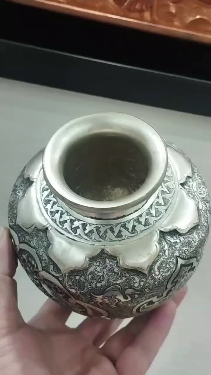 گلدان مسی اصل ، تمام قلم کاری شده|کلکسیون اشیاء عتیقه|تهران, آرژانتین|دیوار