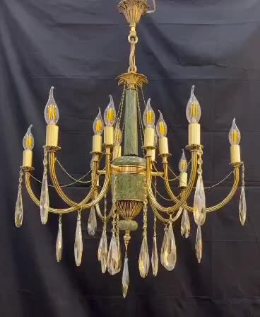 لوستر.هلیوس سنگ مرمر برنجی ۱+۹ روشنایی Ss1020|لوستر و چراغ آویز|تهران, نعمت‌آباد|دیوار