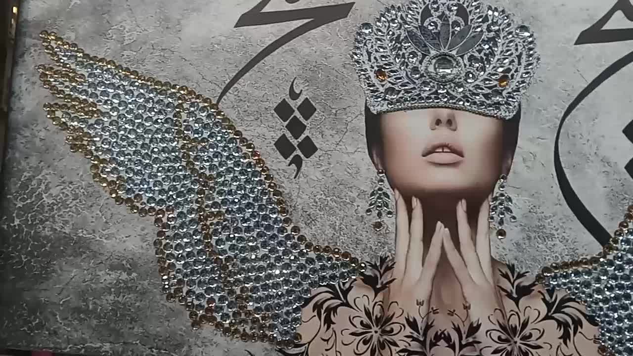 تابلو بزرگ نگین دار هنری آینه ای  ۸۰ در ۱۴۰ مدرن|تابلو، نقاشی، عکس|تهران, میدان ولیعصر|دیوار