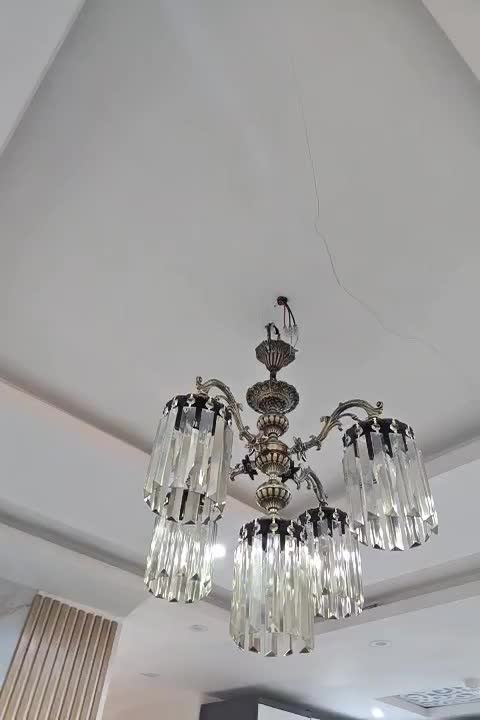 لوستر کریستال ۵ شاخه|لوستر و چراغ آویز|باقرشهر, |دیوار