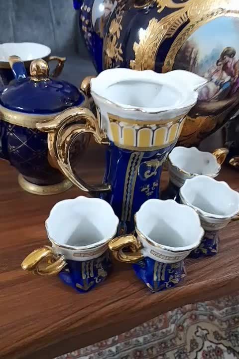 سرویس قهوه خوری سورمه ای قدیمی وخاص|صنایع دستی و سایر لوازم تزئینی|تهران, افسریه جنوبی|دیوار