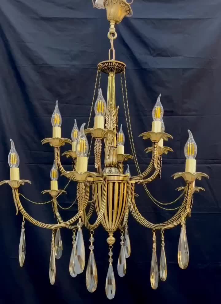 لوسترشاخه یو زنبق اخترپرکارتمام برنجی کلاسیک12شعله|لوستر و چراغ آویز|تهران, نعمت‌آباد|دیوار