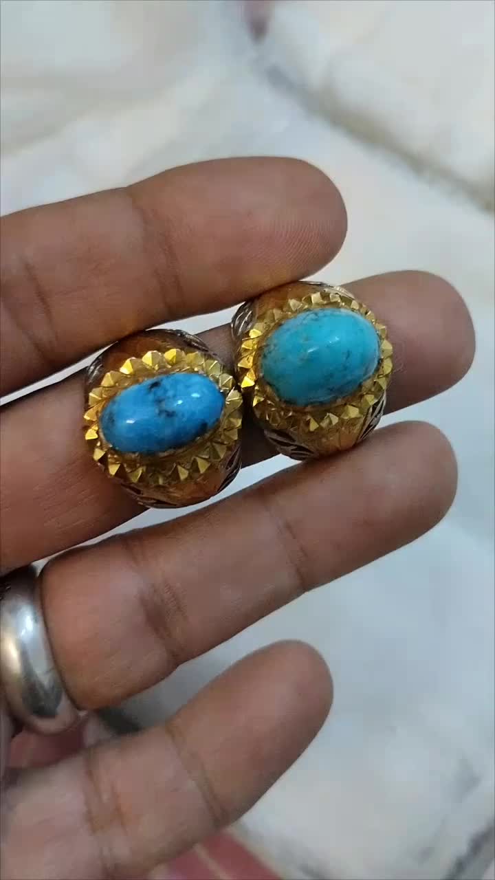 نگین کلکسیونی فیروزه نیشابور رگه طلایی|جواهرات|قم, زنبیل آباد|دیوار