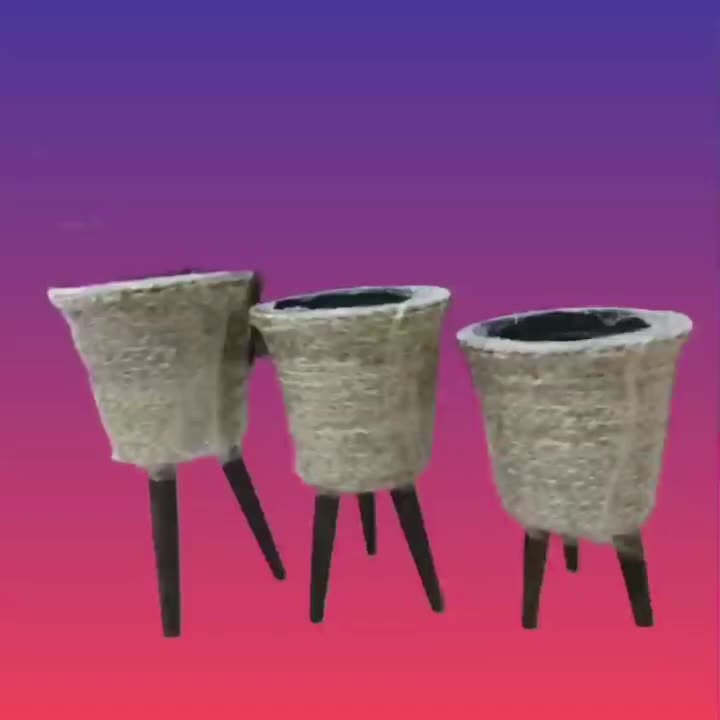 پایه گلدان حصیری لوکس مناسب دکور مدرن و سنتی|گل و گیاه طبیعی|همدان, |دیوار