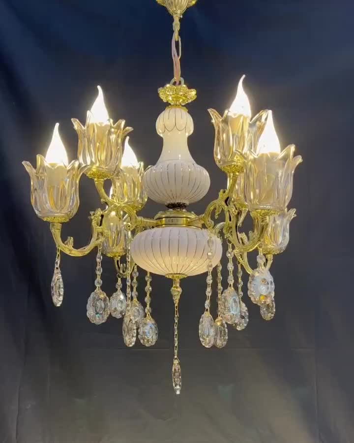 لوستر اسکای هودن سرامیکی برنجی۴+۲+۱+۱ سرپیچe3we|لوستر و چراغ آویز|تهران, نعمت‌آباد|دیوار