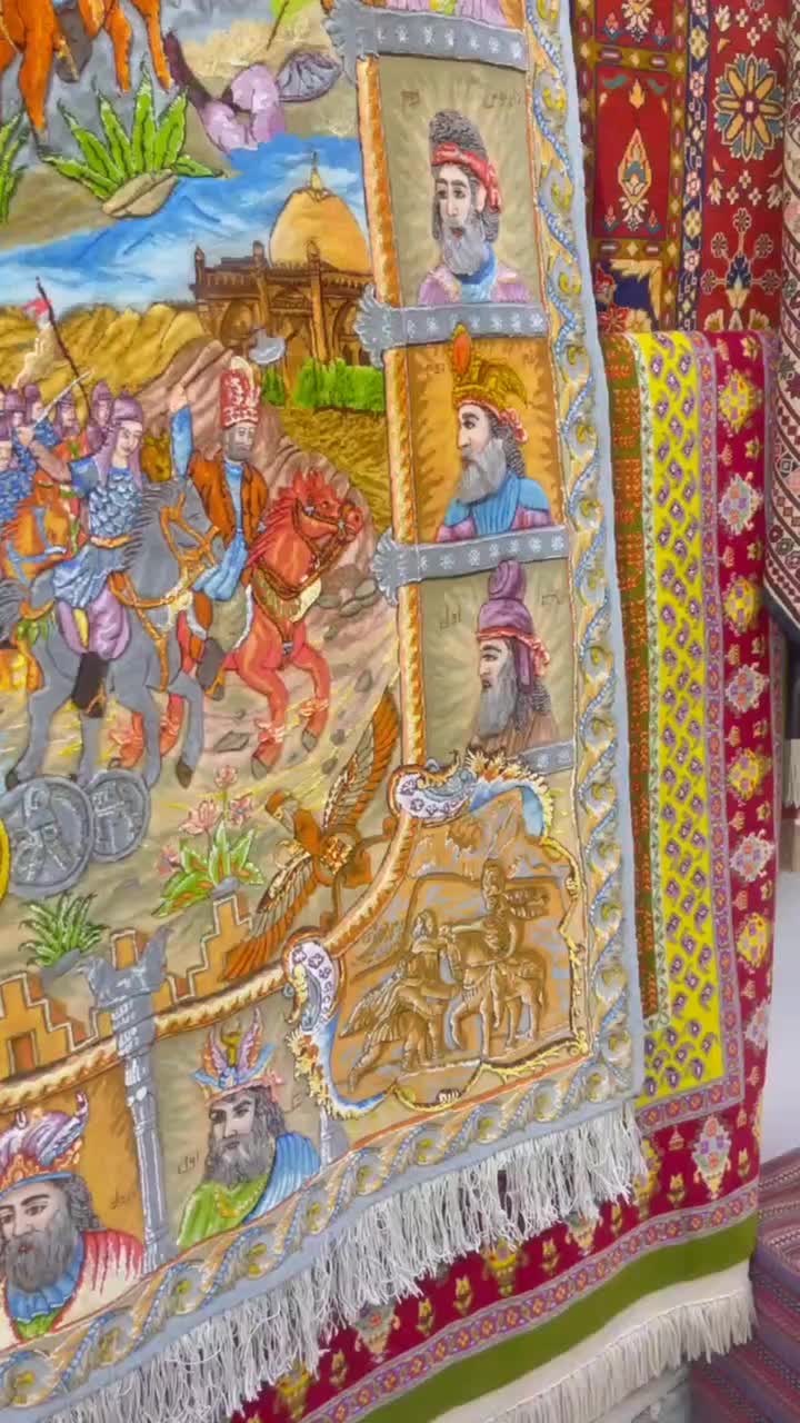 فرش دستباف (بساک)تابلوی ۴ متری سلاطین ایران|فرش|مشکین‌دشت, |دیوار