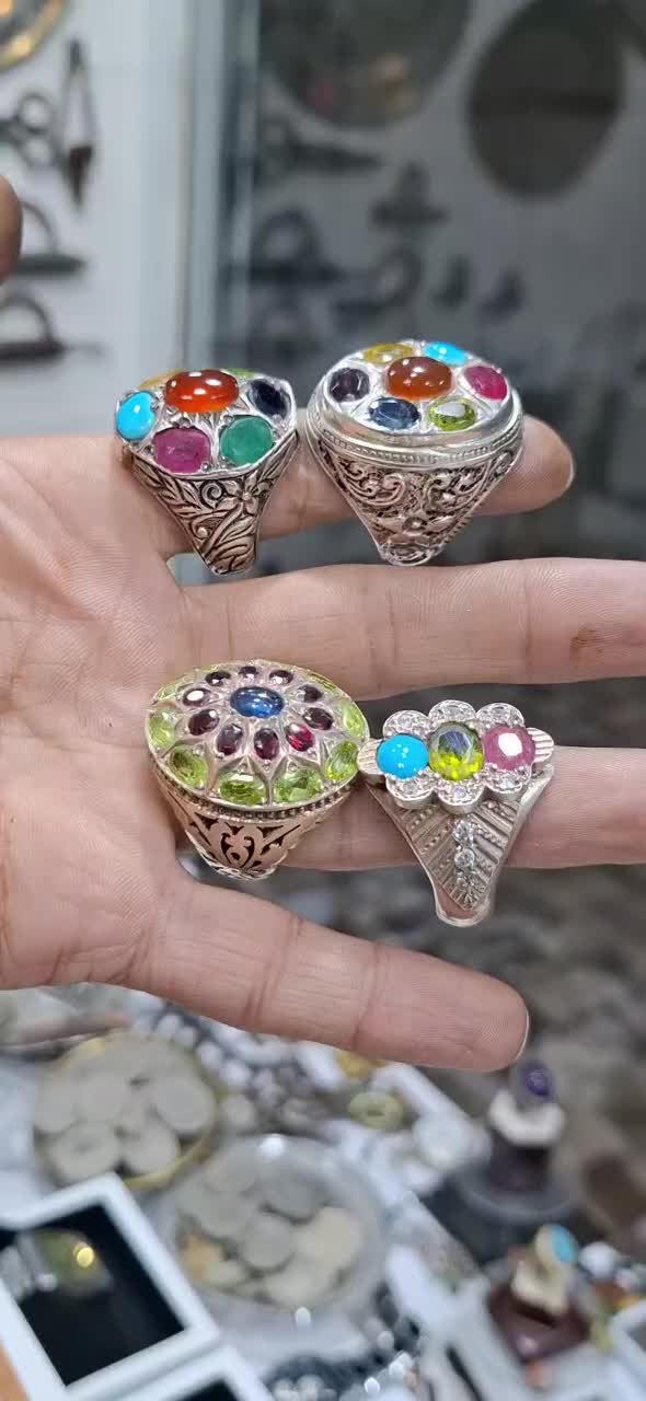 انواع انگشتر نقره جواهری وعقیق مردانه|جواهرات|بیرجند, |دیوار