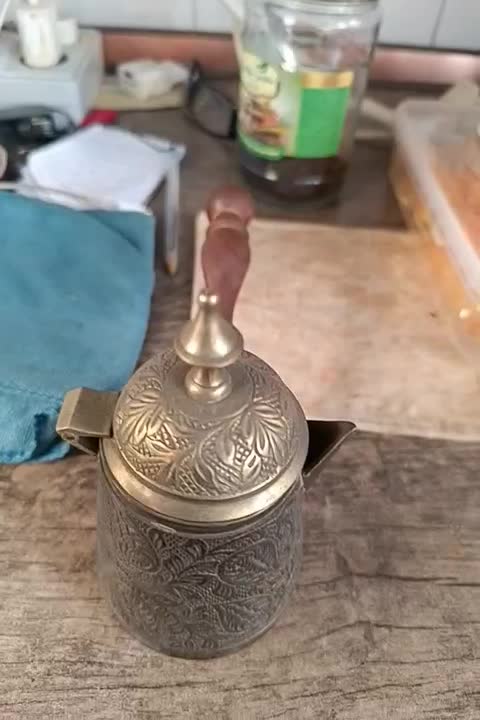 قهوه جوش برنجی دسته چوبی|سماور، چایساز، قهوهساز|تهران, اتابک|دیوار