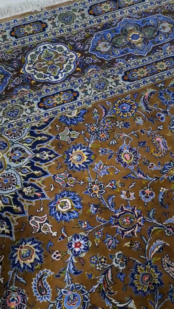 فرش دستباف کاشان رنگ زمینه اجری گل ابریشم۱۲م|فرش|تهران, استخر|دیوار