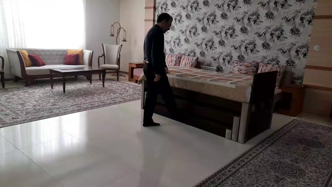 تخت کمجا ، سه تایی کشویی زیر هم با چرخ مخفی|تخت و سرویس خواب|مشهد, صیاد شیرازی|دیوار