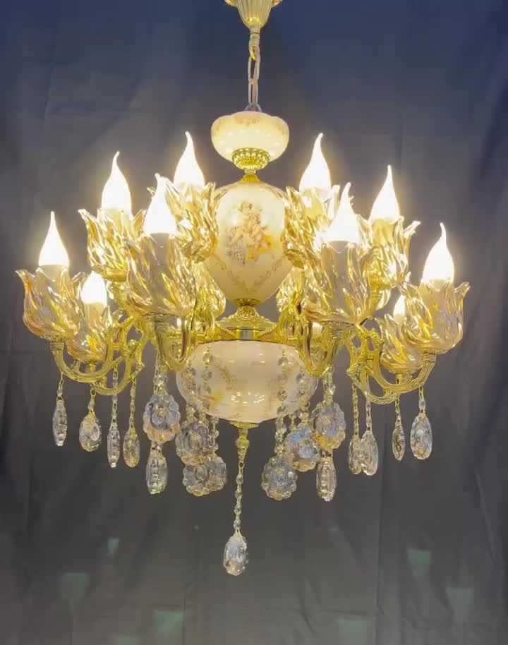 لوسترموران سرامیکی برنجی.۸+۸.شعله/برنزCB light135|لوستر و چراغ آویز|تهران, نعمت‌آباد|دیوار