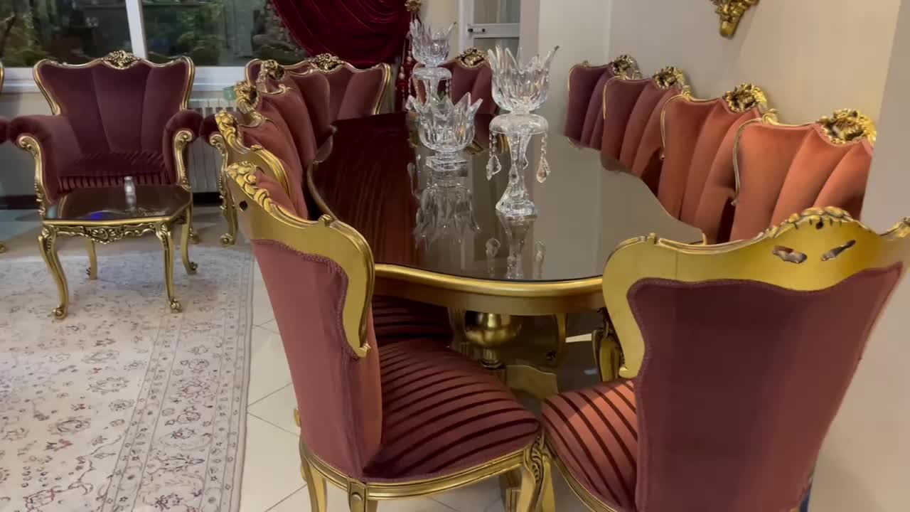 مبل سلطنتی ۹نفره چوب گردو  همراه ناهارخوری و لوستر|مبلمان خانگی و میز عسلی|اصفهان, کوی امیریه|دیوار
