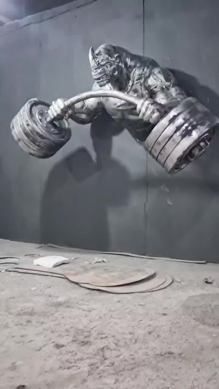 مجسمه کرگدن بدنساز مجسمه کرگدن وزنه بردار با هالتر|مجسمه، تندیس، ماکت|تهران, وردآورد|دیوار